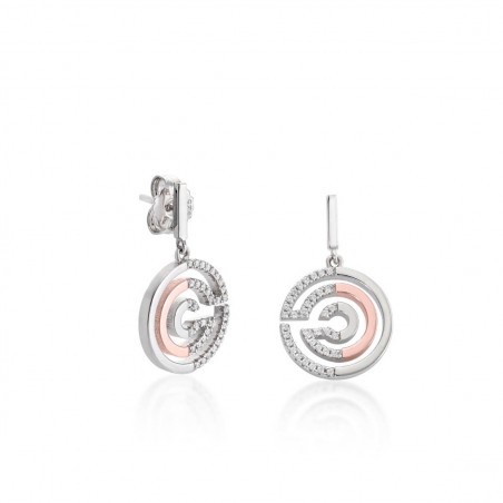 Pendientes con colgante de plata bicolor y circonitas Lineargent