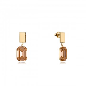 Pendientes Viceroy acero Ip dorado cristal 14081E01012