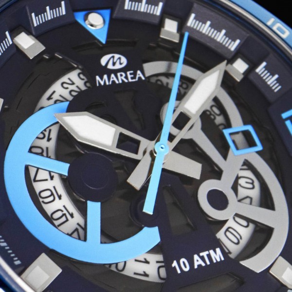 Reloj Marea unisex correa silicona azul caja acero esfera azul 10 ATM Water  Resistant