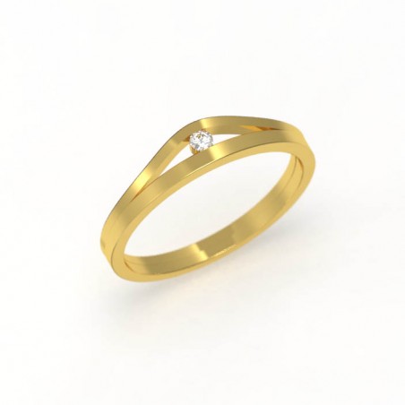 Anell d'or groc amb un diamant talla brillant