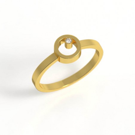 Anillo de oro amarillo con un diamante talla brillante