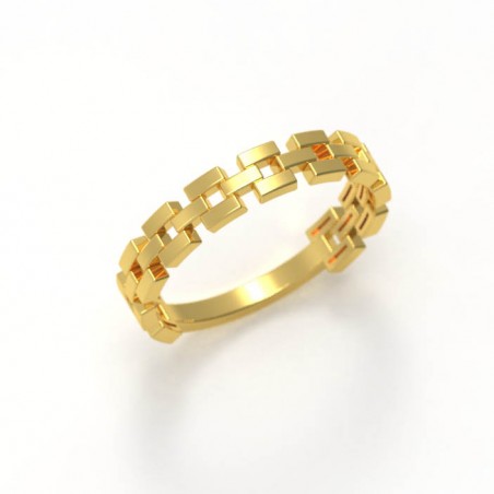 Anillo de oro amarillo con forma de malla de cadena