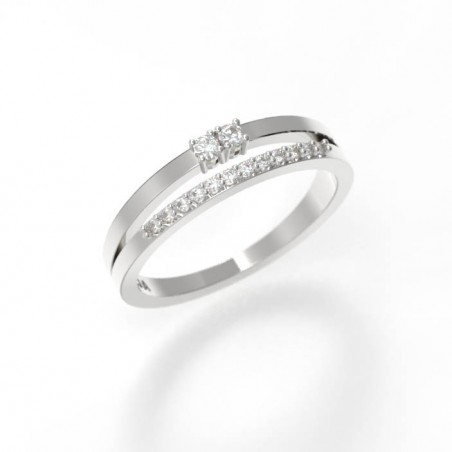 Anell d'or blanc amb catorze diamants talla brillant