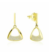 Pendientes largos de plata dorada con circonitas