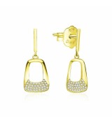 Arracades llargues de plata daurada i circonites