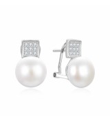 Arracades Tu i jo de plata perla cultivada i circonites