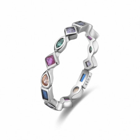 Anillo de plata con circonitas multicolor