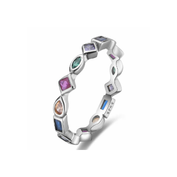 Anillo de plata con circonitas multicolor