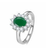 Anell Rosetó de plata amb circonita verda maragda