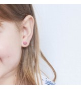 Arracades de plata infantil cor amb esmalt rosa