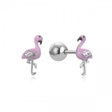 Arracades plata infantil cigne esmalt