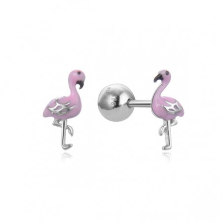 Pendientes plata infantil cisne con esmalte