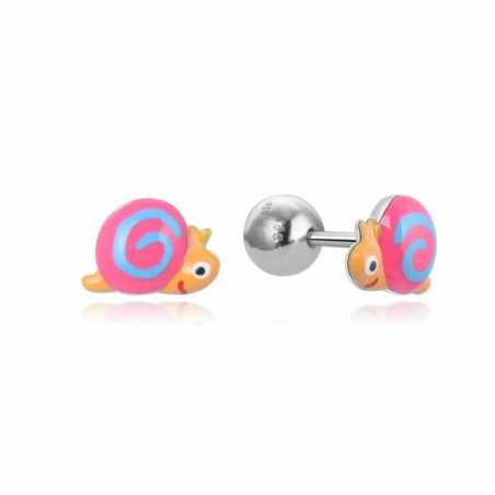 Pendientes plata infantil caracol con esmalte