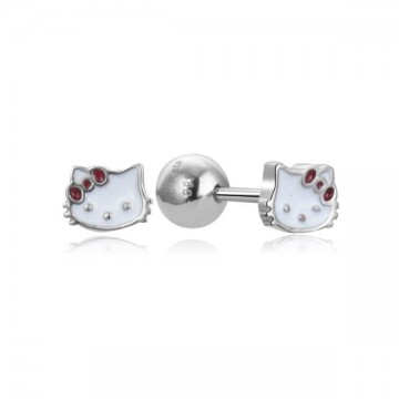 Pendientes plata infantil Hello Kitty con esmalte