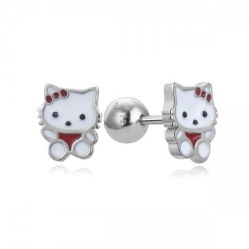 Arracades de plata infantil Hello Kitty amb esmalt