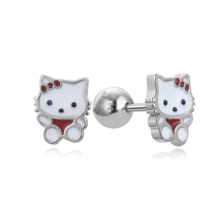 Arracades de plata infantil Hello Kitty amb esmalt