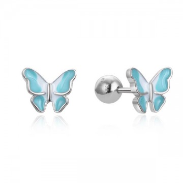 Pendientes plata infantil mariposas con esmalte