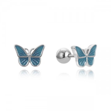 Pendientes plata infantil mariposas con esmalte