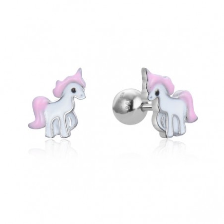 Arracades de plata infantil Unicorn amb esmalt