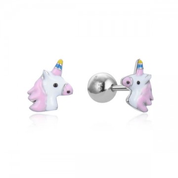 Arracades de plata infantil Unicorn amb esmalt