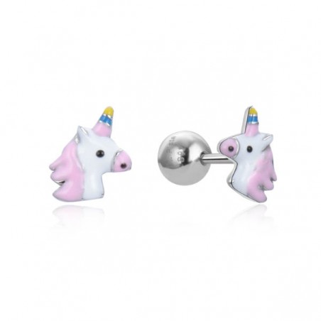 Arracades de plata infantil Unicorn amb esmalt