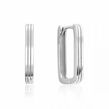 Pendientes de aro rectangular de plata