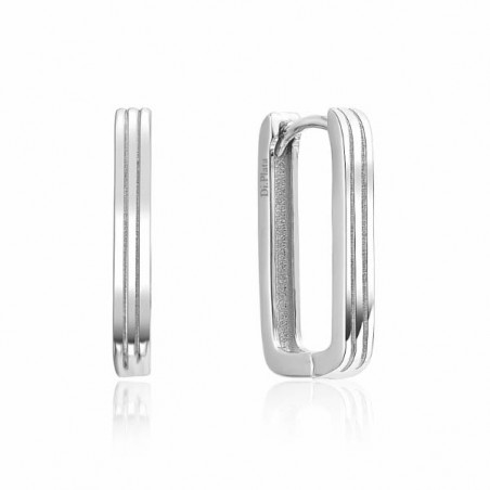 Pendientes de aro rectangular de plata