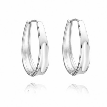 Pendientes de aro oval de plata