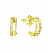 Pendientes de aro de plata dorada con circonitas