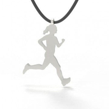 Colgante running de plata silueta chica corredora