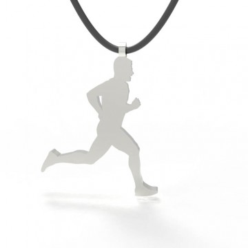 Colgante running de plata silueta chico corredor