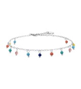 Turmellera d’acer inoxidable amb penjolls i pedres de colors, ideal per a looks d’estiu.