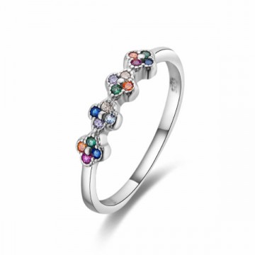 Anillo de plata con circonitas de color