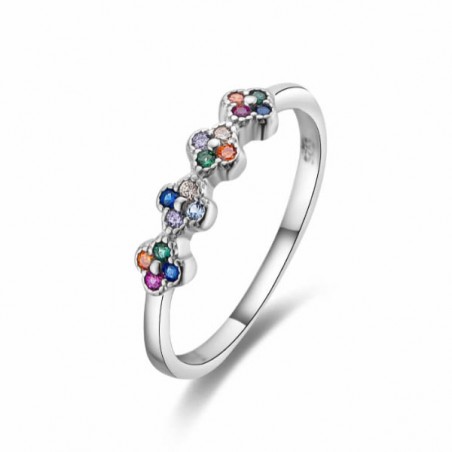 Anillo de plata con circonitas de color