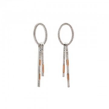 Pendientes de plata bicolor para mujer con circonitas Lineargent 19608-A