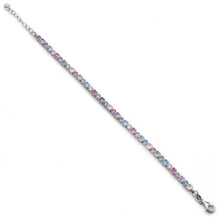 Pulsera Riviere de plata para mujer con circonitas multicolor Lineargent 19455-P