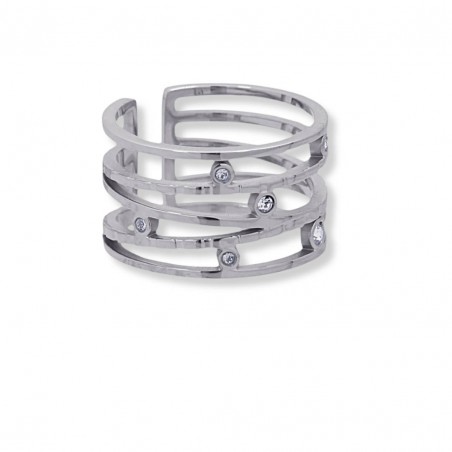 Anillo Anartxy de acero con circonitas para mujer