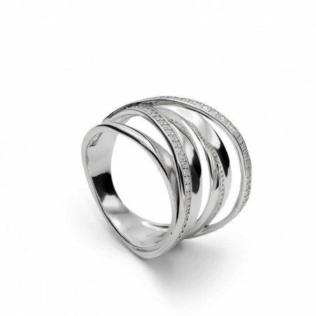 Anell de plata i doble línia de zirconites Lineargent