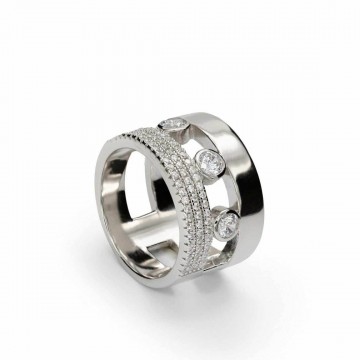 Anillo ancho plata circonitas Lineargent 18943-R