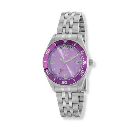 Reloj Marea para mujer lila con doble calendario y cadena B36203-4