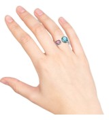 Anell per dona obert de plata amb zirconites de color