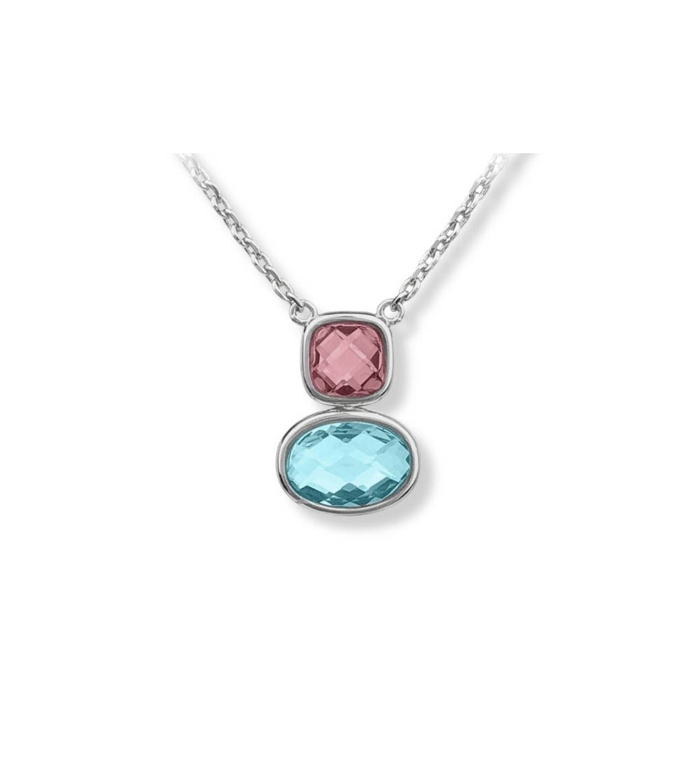 Penjoll per dona de plata amb zirconites de color