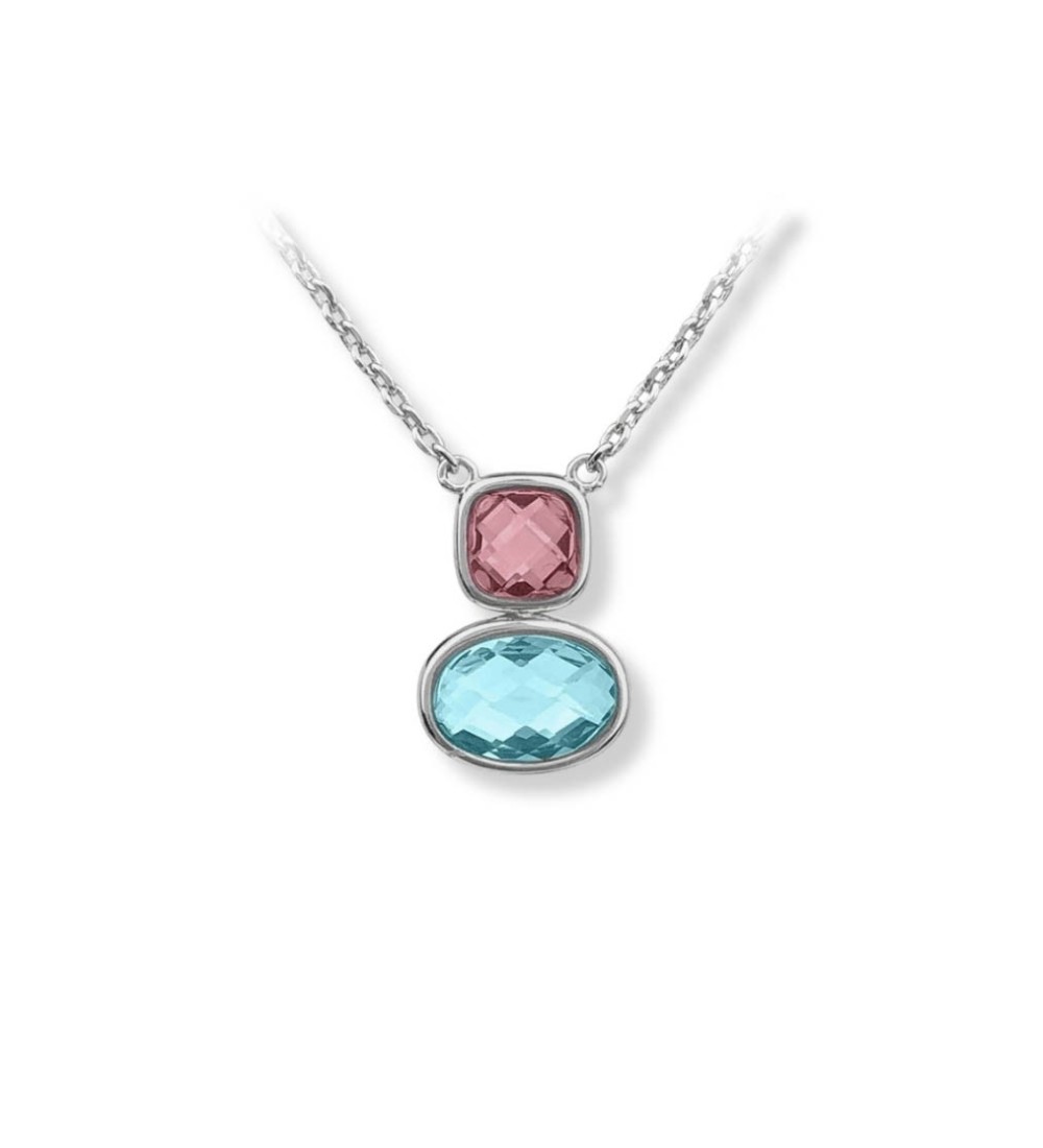 Penjoll per dona de plata amb zirconites de color