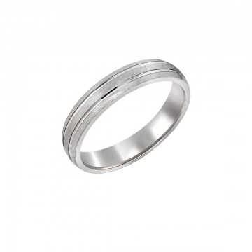 Anell aliança plana mate i polit de plata de 4 mm. d'amplada