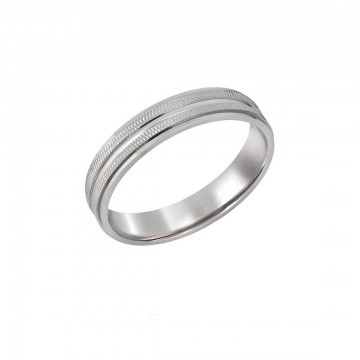 Anillo de compromiso de plata plana mate y pulida de 4 mm de ancho.