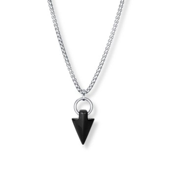 Collar Viceroy de acero de hombre flecha agata negra 14222C01000