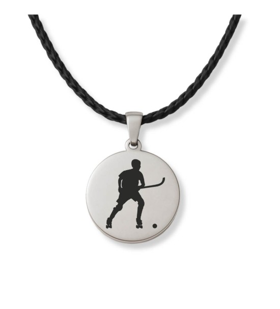 Penjoll placa unisex jugador d'hoquei patins d'acer inoxidable