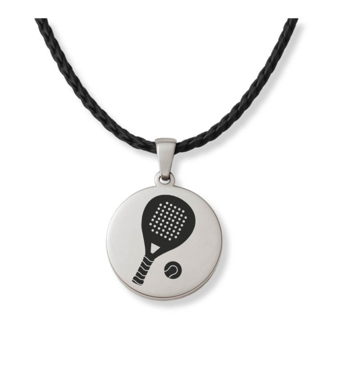 Colgante placa de acero raqueta de Pádel grabada con láser