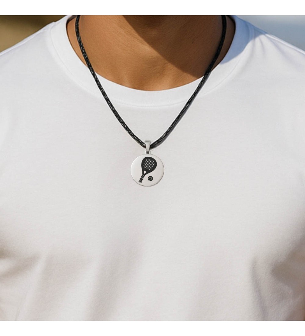 Colgante placa de acero raqueta de Pádel grabada con láser