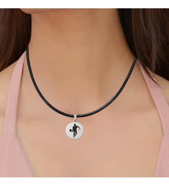 Colgante placa de acero jugador de Pádel grabado con láser